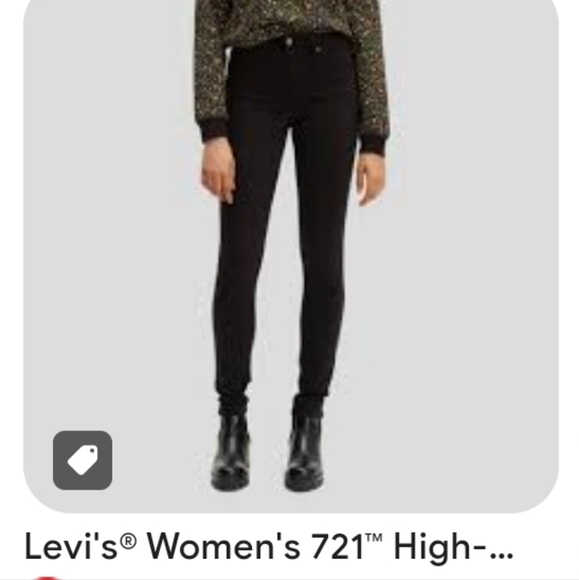 Levi's 721 High Rise Skinny Black Denim Jeans Size 27 30" inseam - Picture 3 of 5